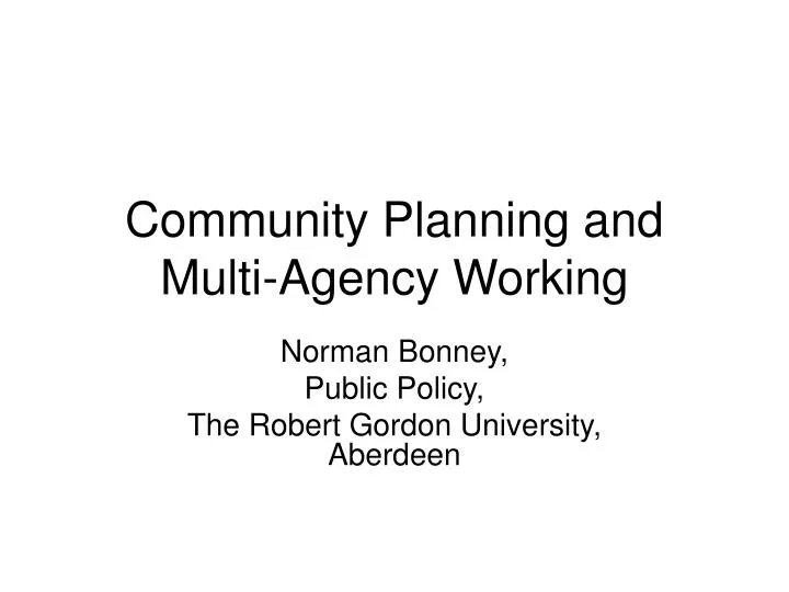 community planning and multi agency working