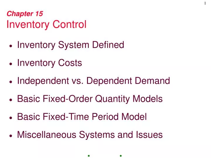 chapter 15 inventory control