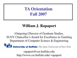 TA Orientation Fall 2007