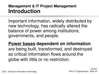 Management &amp; IT Project Management Introduction