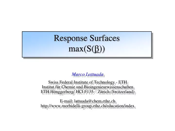 response surfaces max s b