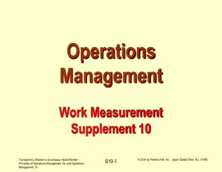 Operations Management Work Measurement Supplement 10