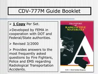 1 Copy Per Set. Developed by FEMA in cooperation with DOT and Federal/State authorities. Revised 3/2000