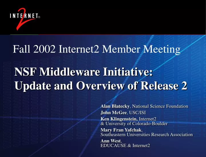 nsf middleware initiative update and overview of release 2