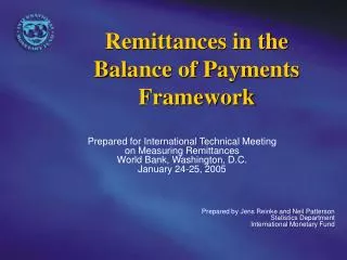 Remittances in the Balance of Payments Framework