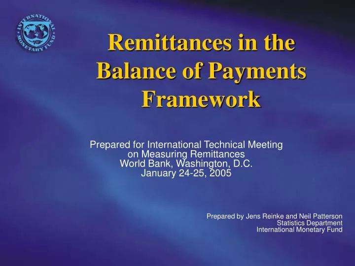 remittances in the balance of payments framework