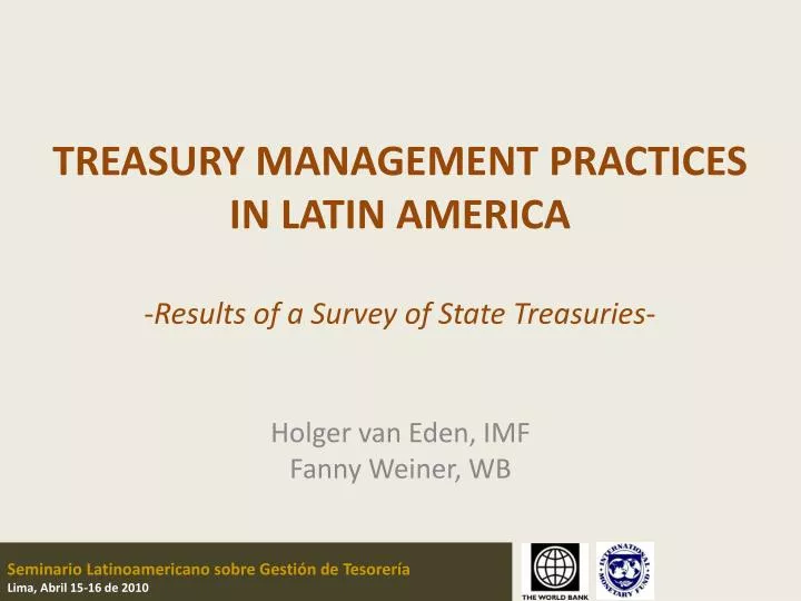 treasury management practices in latin america results of a survey of state treasuries