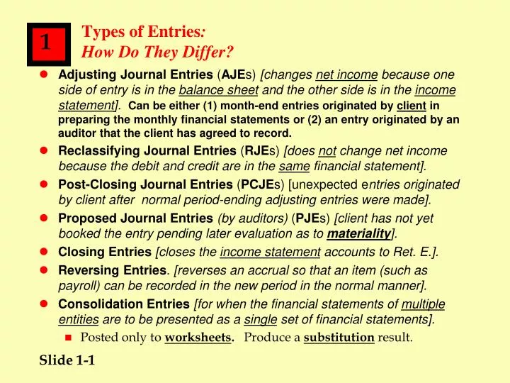 types of entries how do they differ