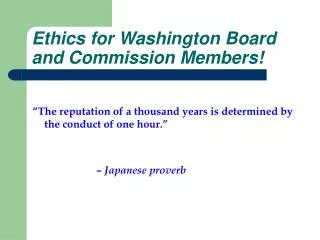 Ethics for Washington Board and Commission Members!