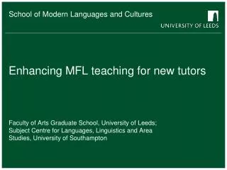 Enhancing MFL teaching for new tutors