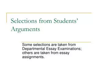 Selections from Students’ Arguments