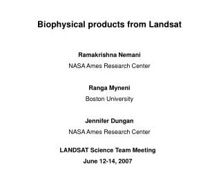 Biophysical products from Landsat