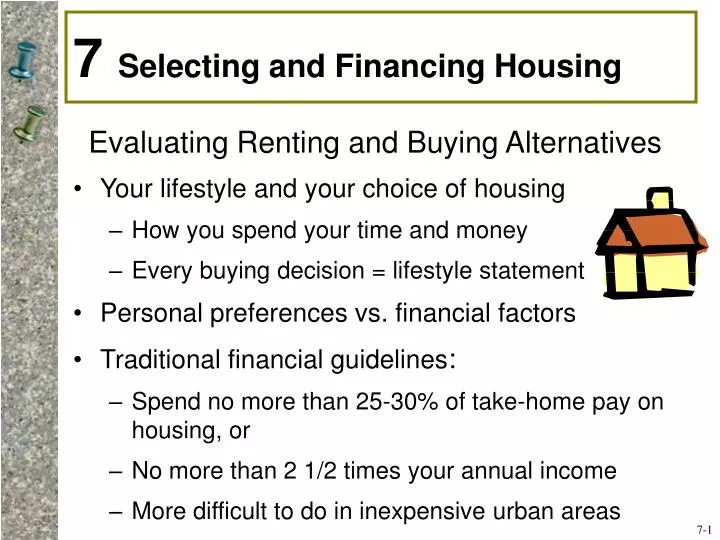 7 selecting and financing housing