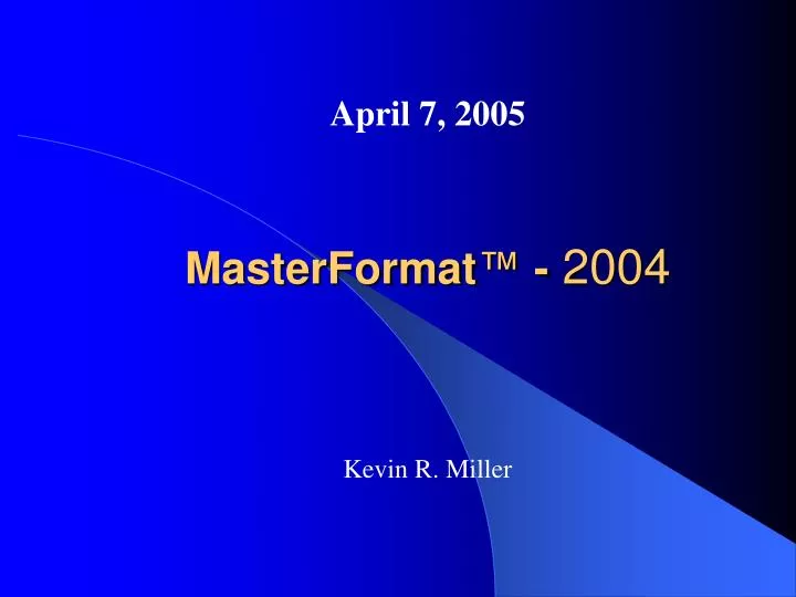 masterformat 2004