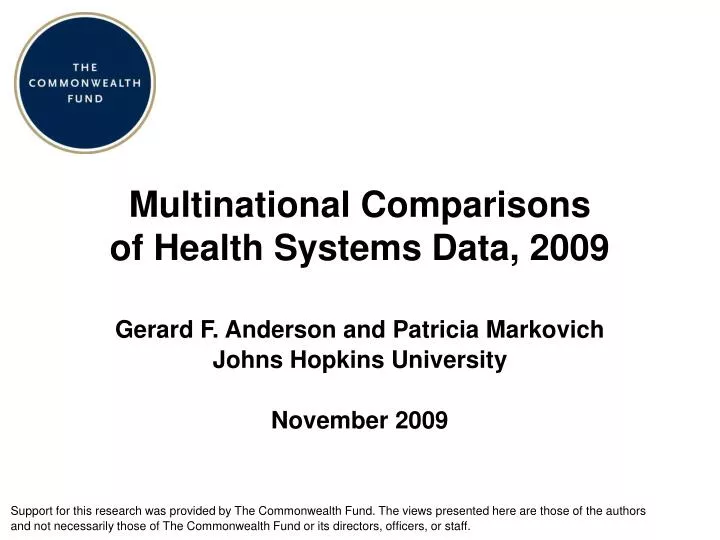 multinational comparisons of health systems data 2009
