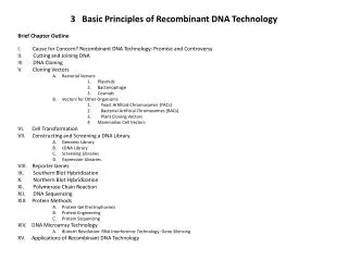 3 Basic Principles of Recombinant DNA Technology