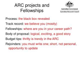 ARC projects and Fellowships