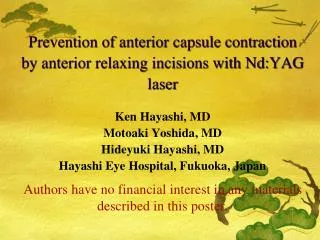 Prevention of anterior capsule contraction by anterior relaxing incisions with Nd:YAG laser
