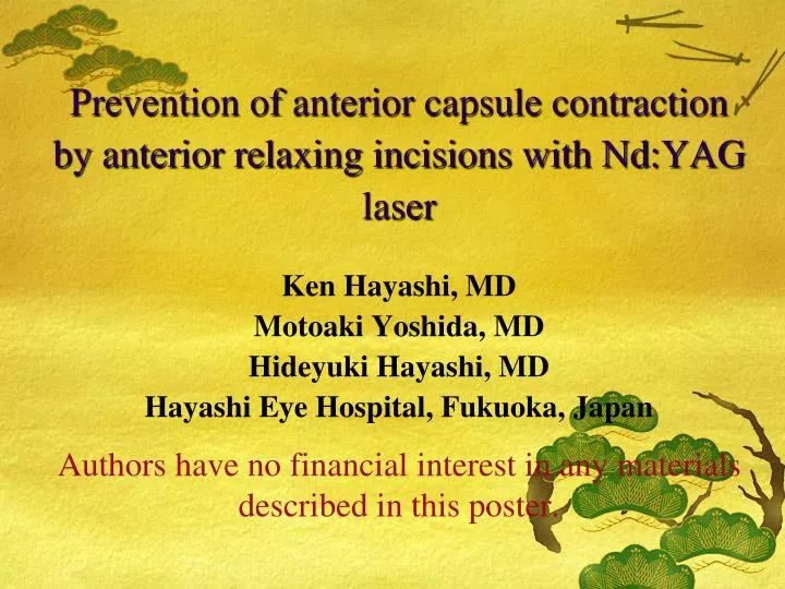 prevention of anterior capsule contraction by anterior relaxing incisions with nd yag laser