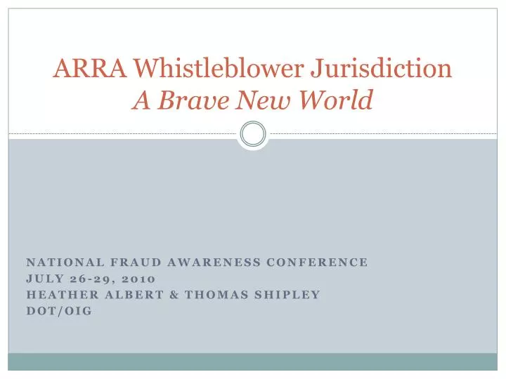 arra whistleblower jurisdiction a brave new world