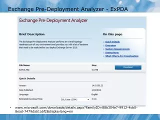 Exchange Pre-Deployment Analyzer - ExPDA