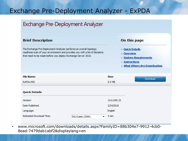 exchange pre deployment analyzer expda