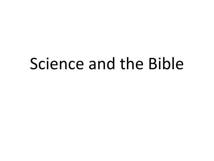 science and the bible