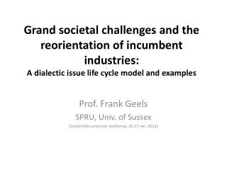 Grand societal challenges and the reorientation of incumbent industries: A dialectic issue life cycle model and exampl