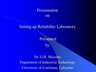 reliability laboratory