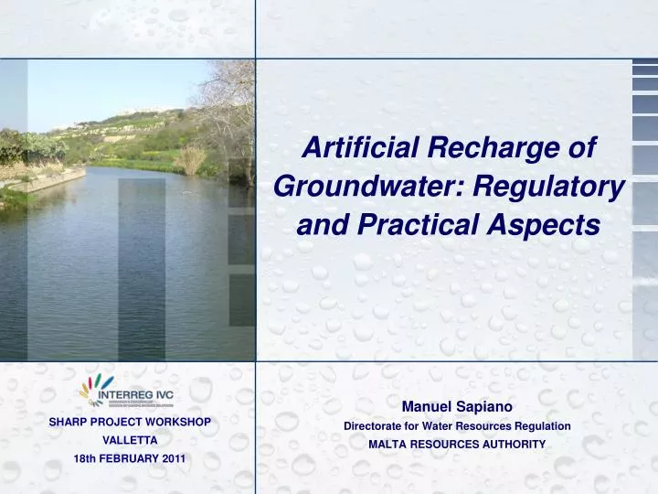 artificial recharge of groundwater regulatory and practical aspects
