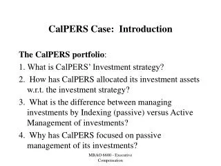 CalPERS Case: Introduction