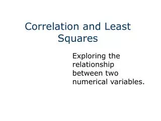 Correlation and Least Squares
