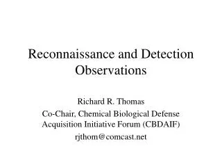Reconnaissance and Detection Observations