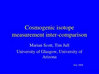 Cosmogenic isotope measurement inter-comparison