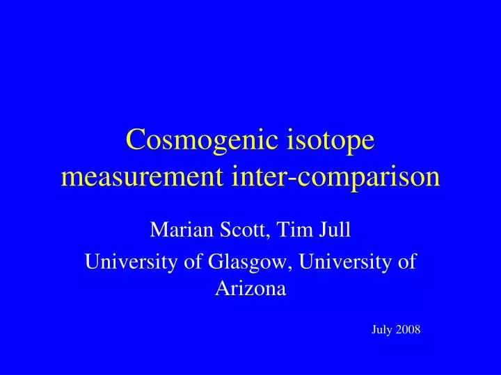 cosmogenic isotope measurement inter comparison