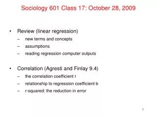 sociology 601 class 17 october 28 2009