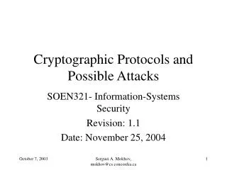 Cryptographic Protocols and Possible Attacks