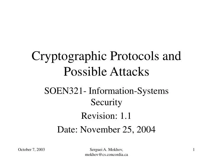 cryptographic protocols and possible attacks