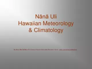 N?n? Uli Hawaiian Meteorology &amp; Climatology