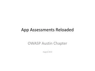 OWASP Austin Chapter August 2010