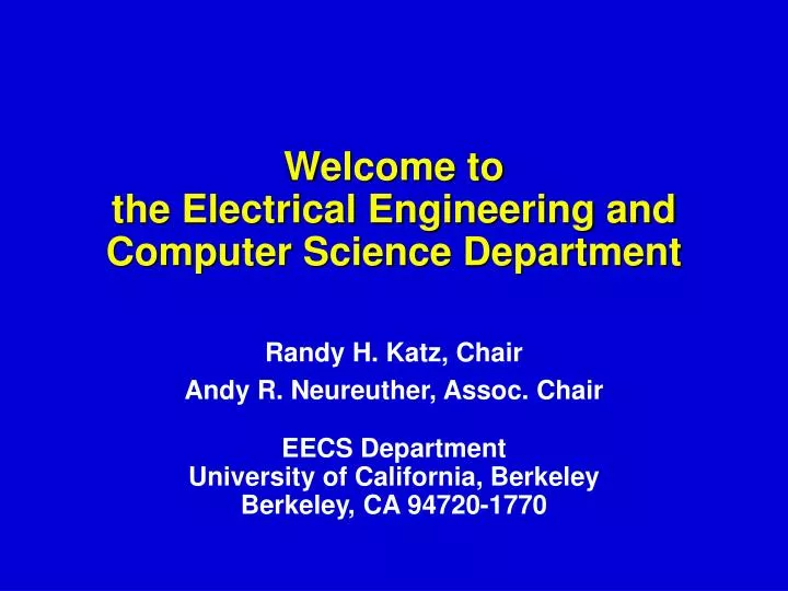 welcome to the electrical engineering and computer science department