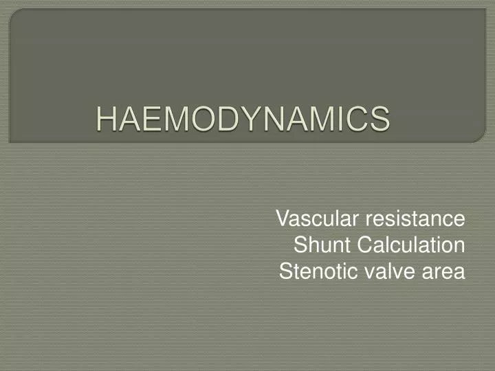 haemodynamics
