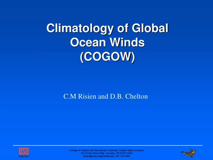 climatology of global ocean winds cogow