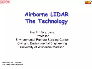 Airborne LIDAR The Technology