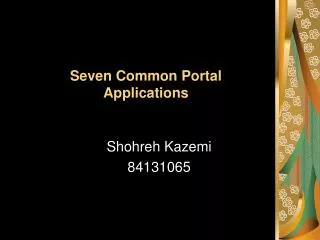 Seven Common Portal Applications