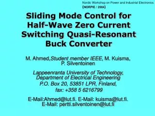 Sliding Mode Control for Half-Wave Zero Current Switching Quasi-Resonant Buck Converter