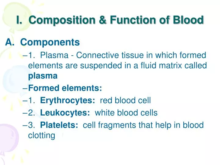 i composition function of blood