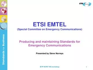 ETSI EMTEL (Special Committee on Emergency Communications)