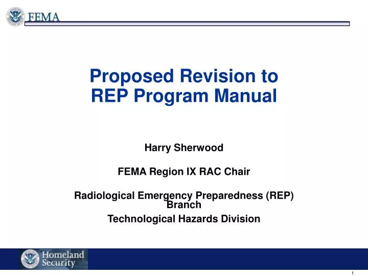 proposed revision to rep program manual