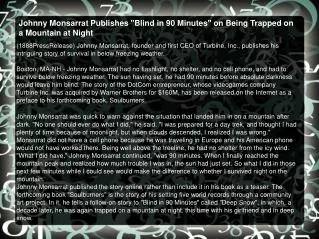 Johnny Monsarrat Publishes "Blind in 90 Minutes" on Being Tr